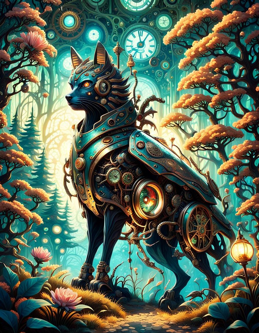 Clockwork Creature in Steampunk Fairytale Forest