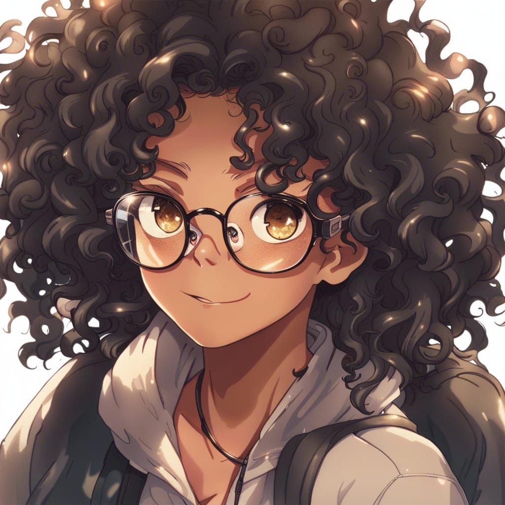 Anime Style Portrait of a Black Teenage Girl