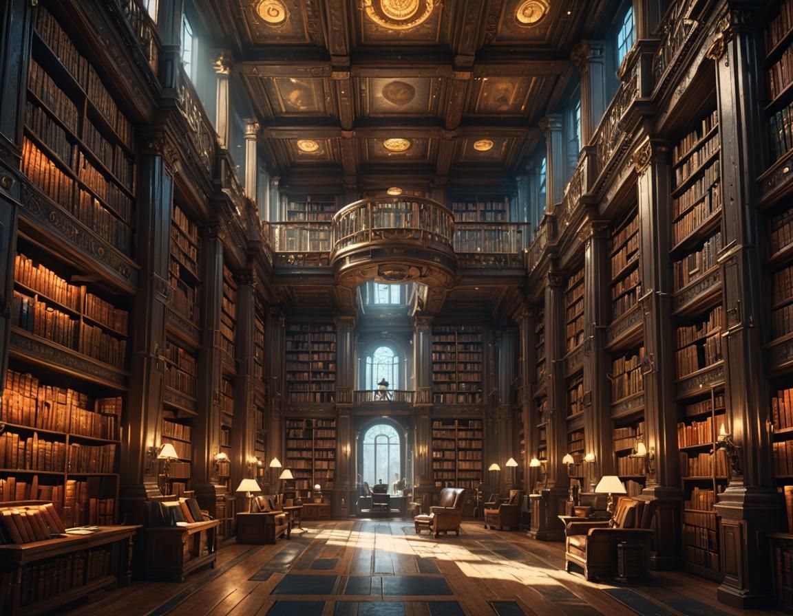 An endless library with books that float to readers on comma...