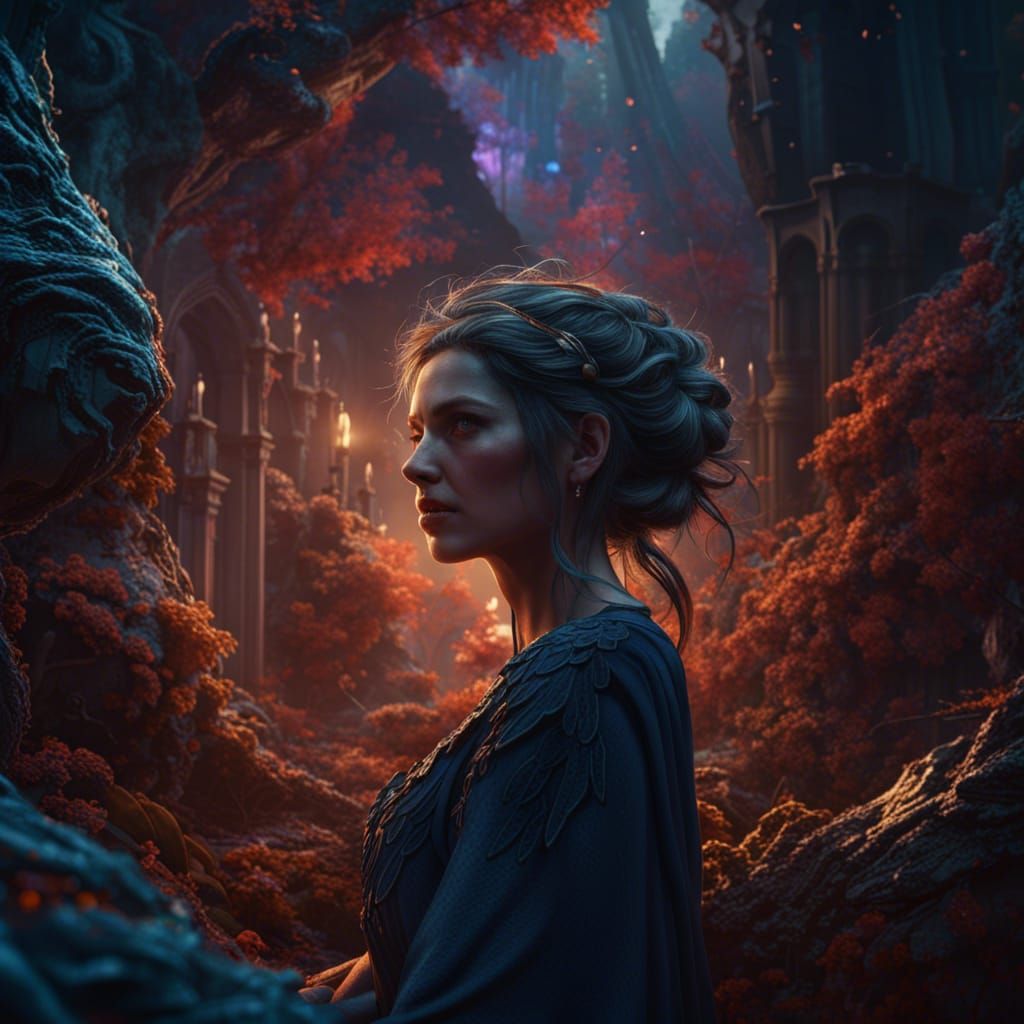 Emotional Lost Woman in Detailed Matte Painting