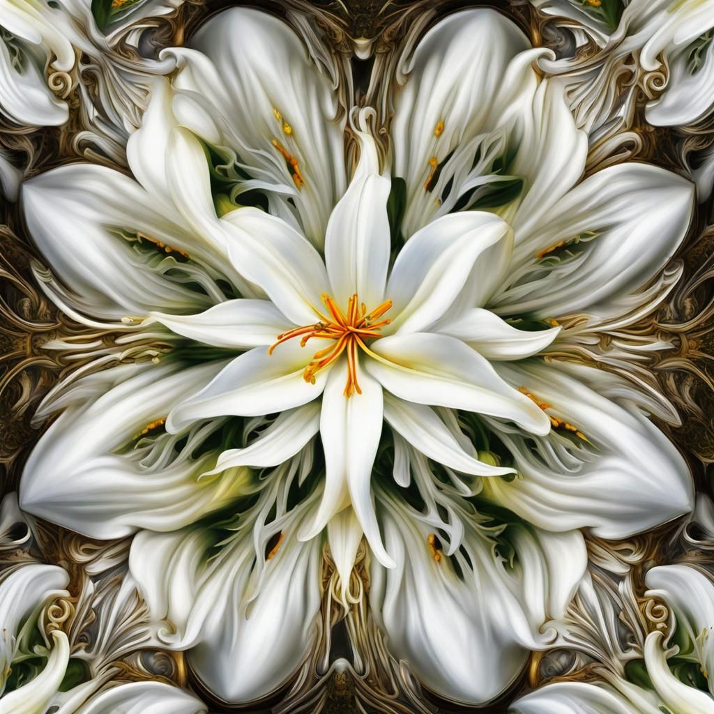 Detailed Madonna Lily Painting in Maximalist Style