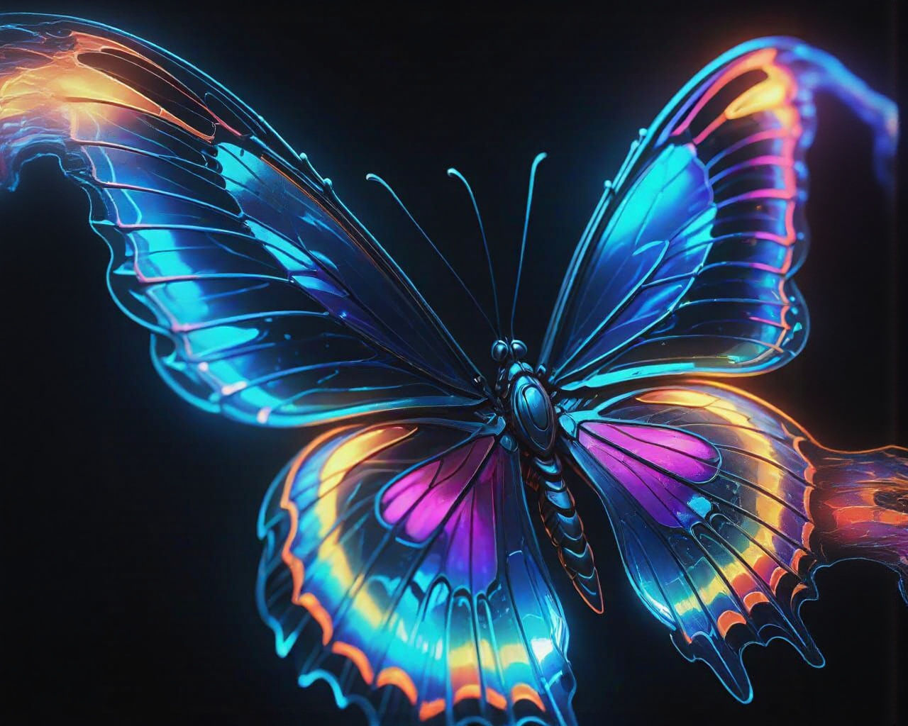 Iridescent Rainbow Butterfly Wing Macro