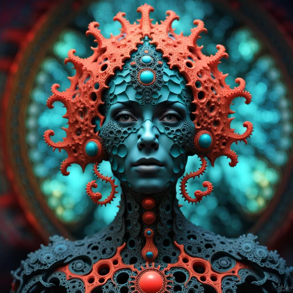 Esoteric Anthropomorphic Portrait in Gothic Fractal Style