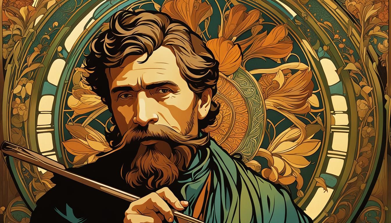 Art Nouveau Self Portrait in Alphonse Mucha Style