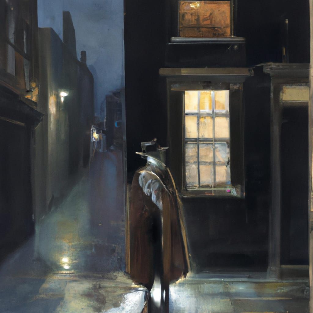 Francis Bacon Style Painting of Jack the Ripper in London