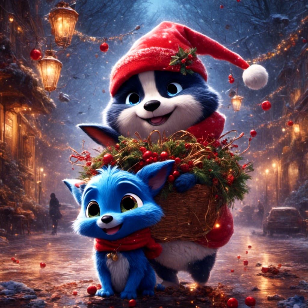 Disney's Bluey Christmas Portrait in Graffiti Style