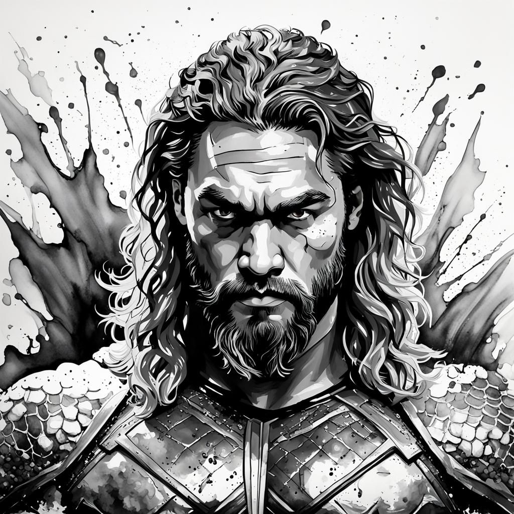Jason Momoa as Aquaman: Alcohol Ink Portrait