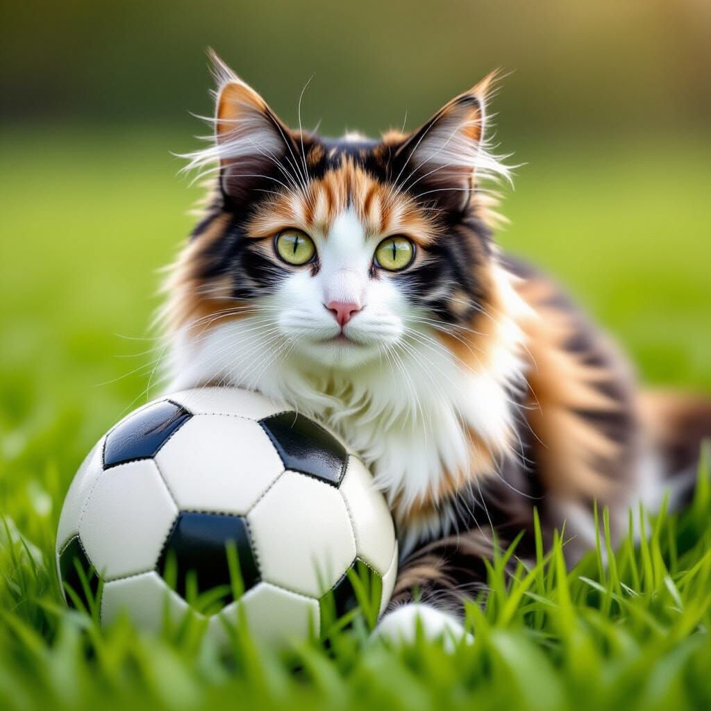 Cat with a soccer ball