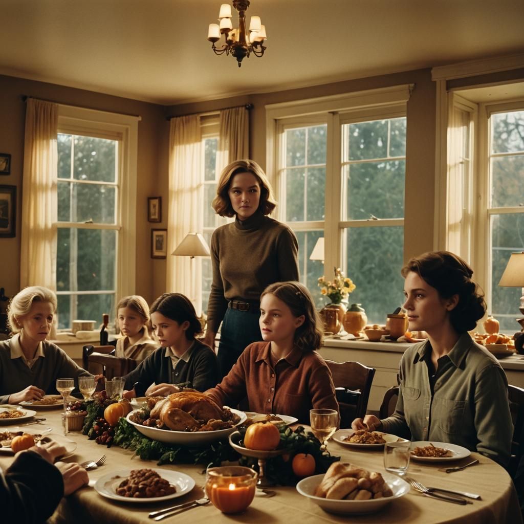 Thanksgiving Dinner with Family in Golden Light