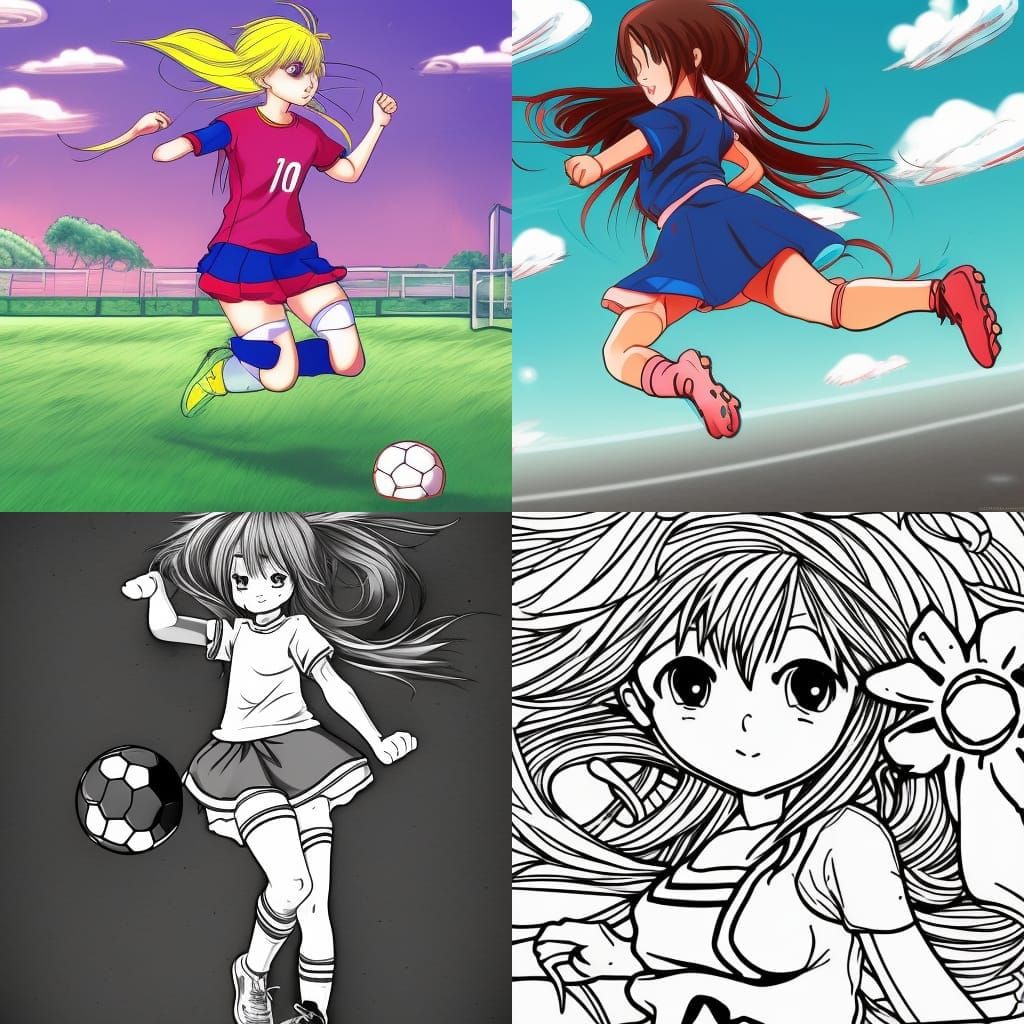 Anime Girl Soccer Coloring Page Cartoon