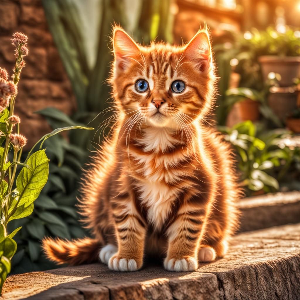 Ginger Kitten in Sunlight: Hyperdetailed Masterpiece