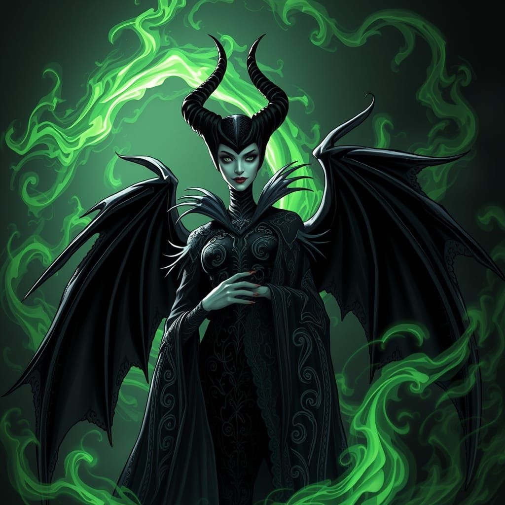 Dark Fantasy Queen of Flames in Mystical Environment