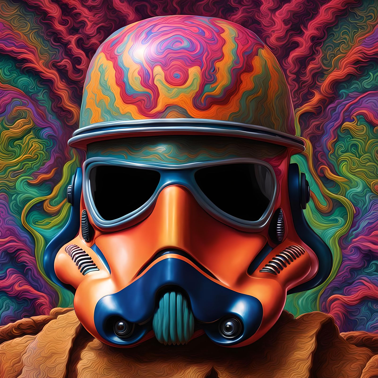 Psychedelic Snooper Trooper Portrait in Vibrant Colors