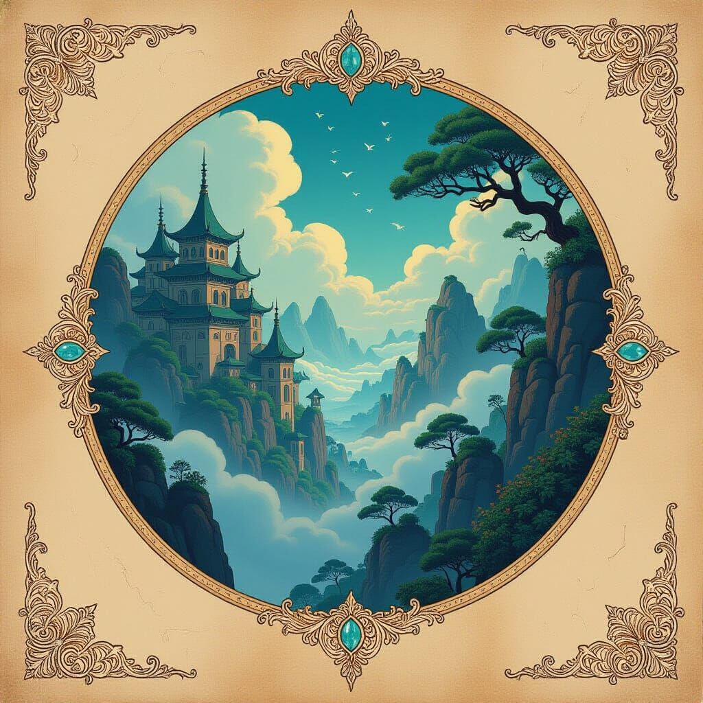Mystical Dreamlike Scene with Intricate Details