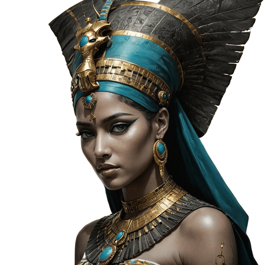 Queen Cleopatra Portrait in Charcoal Sketch Style