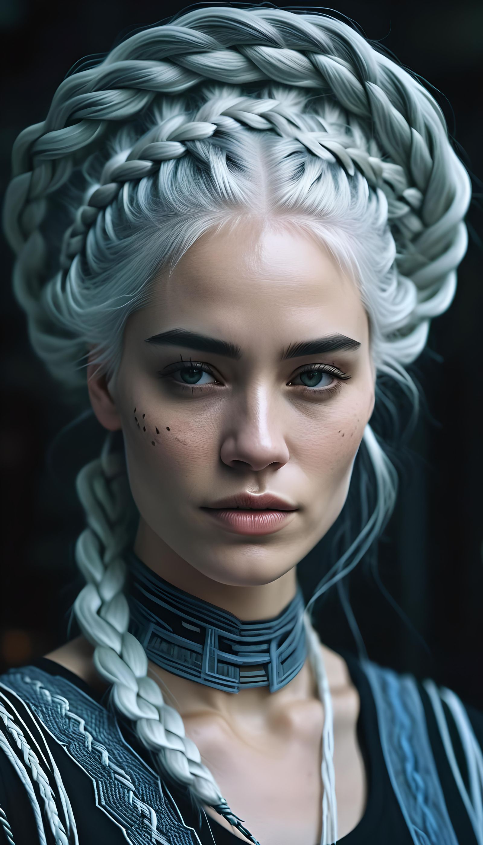 Detailed Portrait of a White-Haired Woman