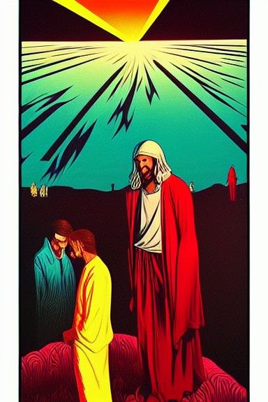 Retro Sci-Fi Portrait: Jesus Healing the Sick
