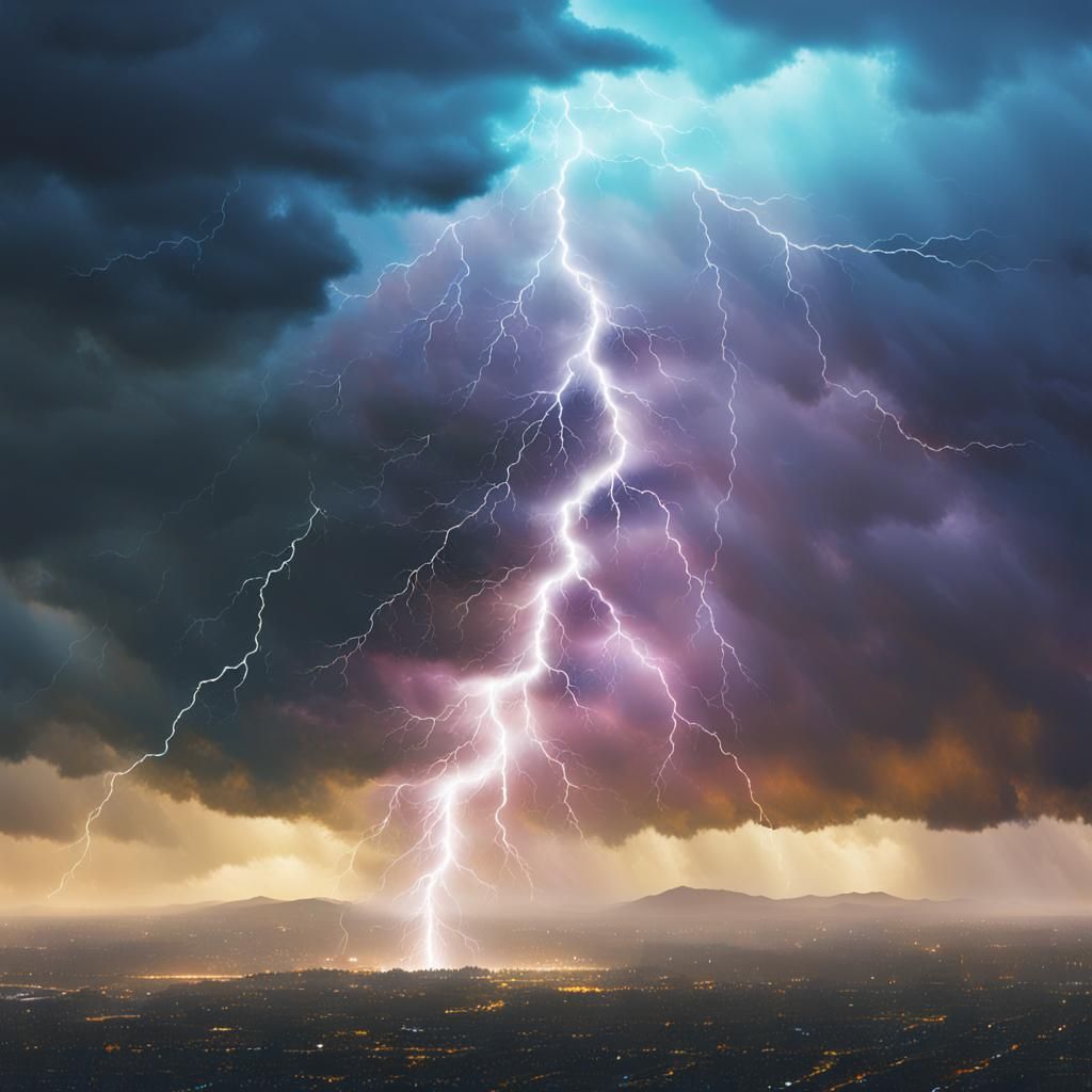 Dramatic Storm with Lightning in Hyperrealistic Style