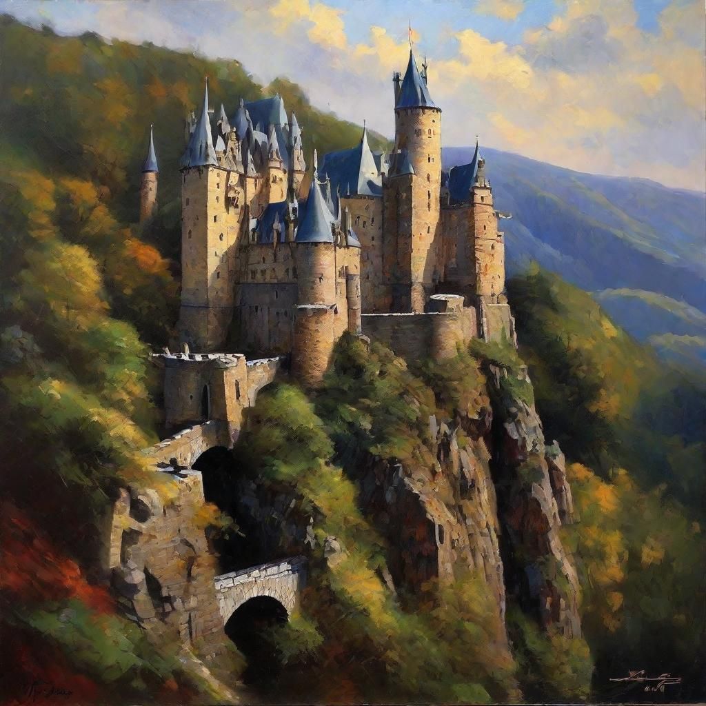 Burg Eltz Germany in Oil Painting Style