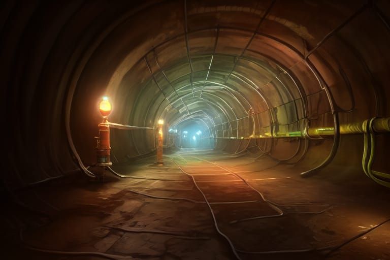 Intricate Utility Tunnels in Detailed Matte Painting