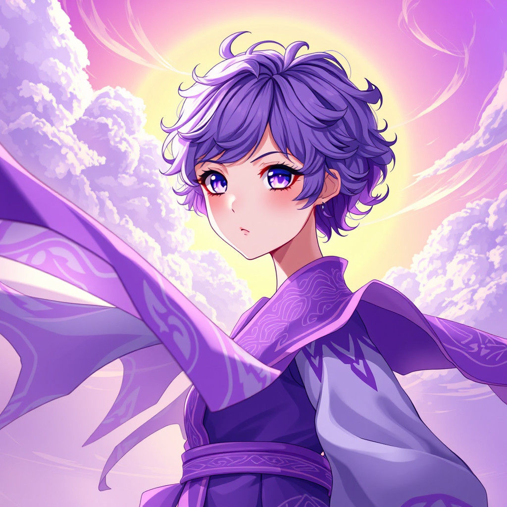 Anime Girl with Purple Hair and Light Purple Eyes