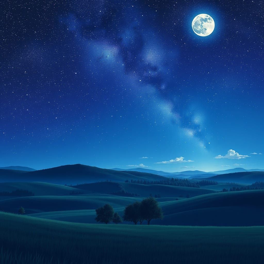 Midnight Country Sky with Vibrant Celestial Canvas