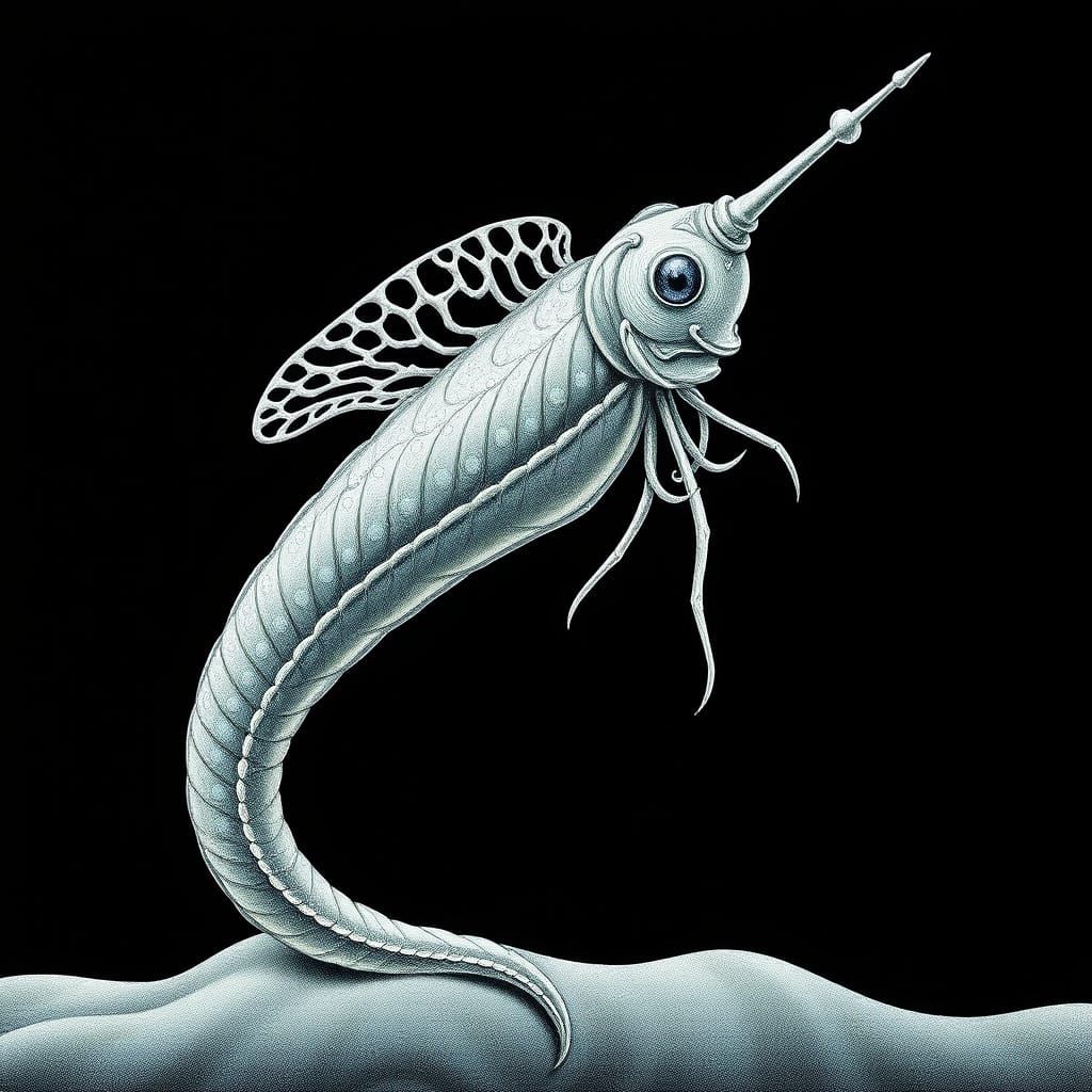 Surreal Silver Slug in Erté's Elegant Style