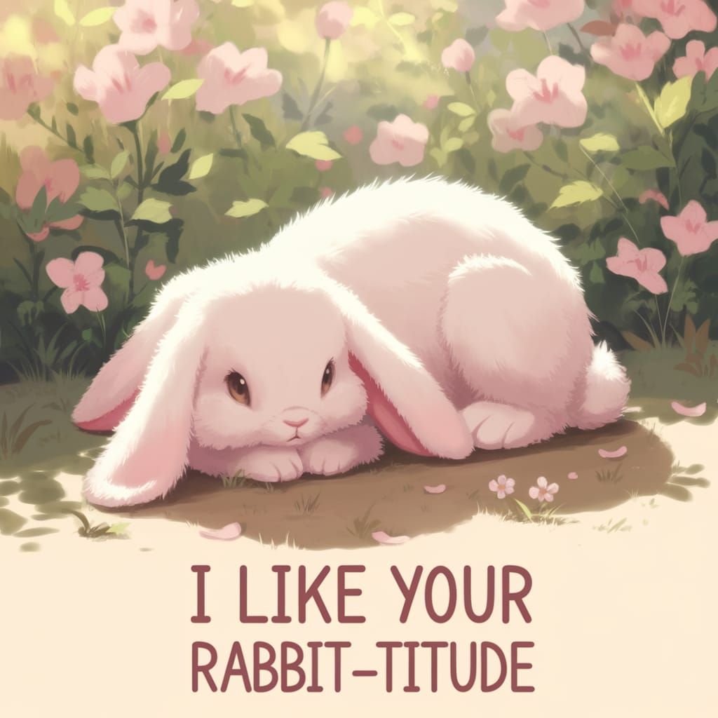Whimsical Chibi Rabbit in Pastel Garden