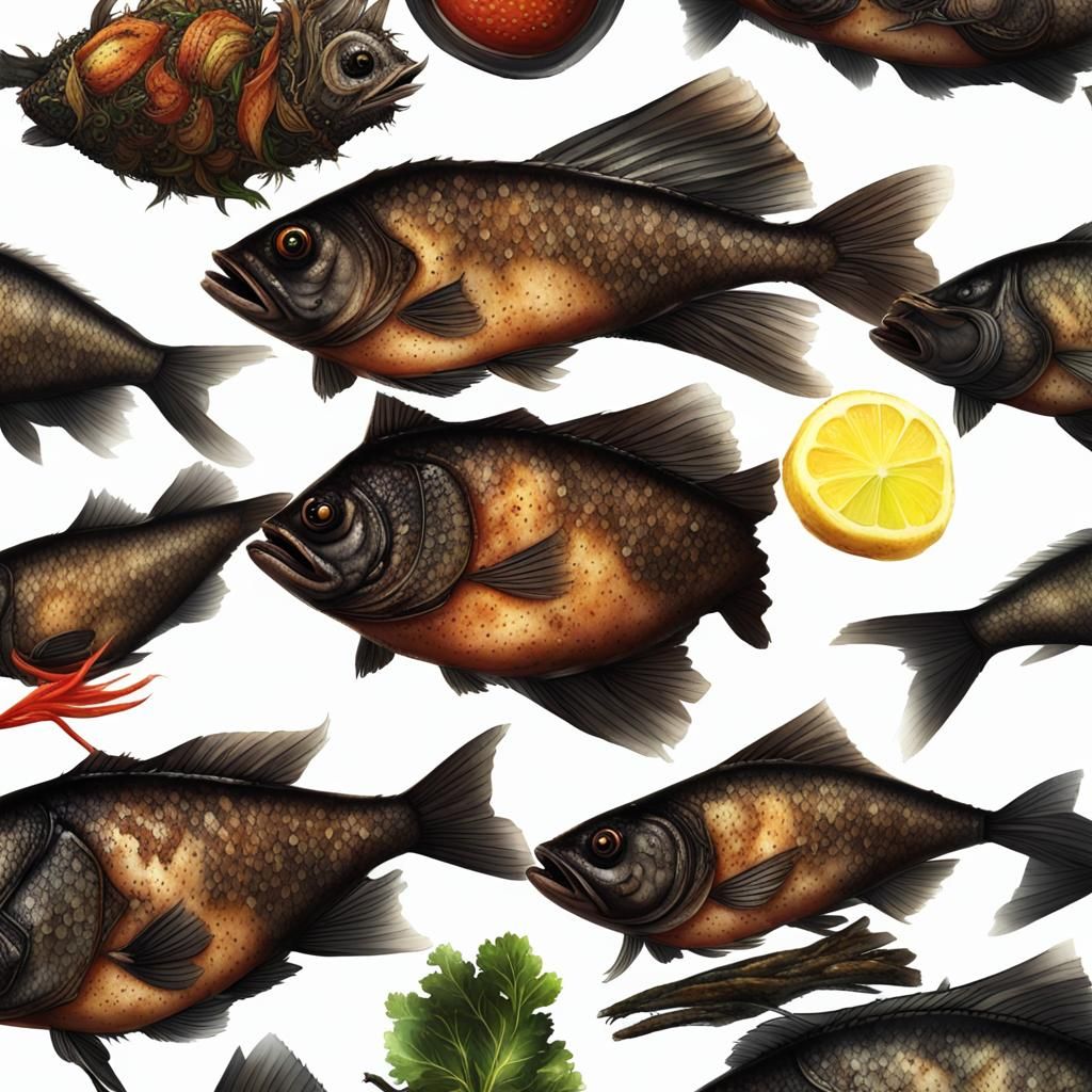 Black Desert Fried Fish Digital Art
