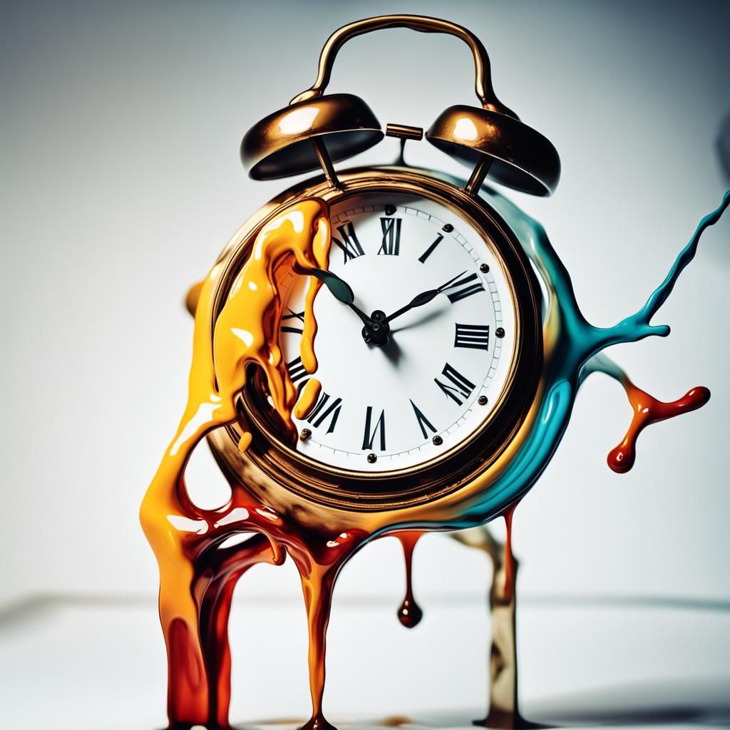 Surreal Melting Clock in Dreamlike Salvador Dali Style