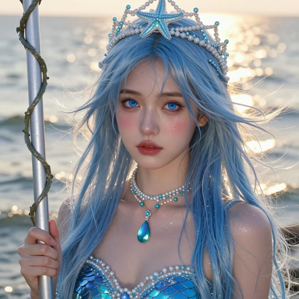 Ethereal Sea Princess in Golden Hour Light