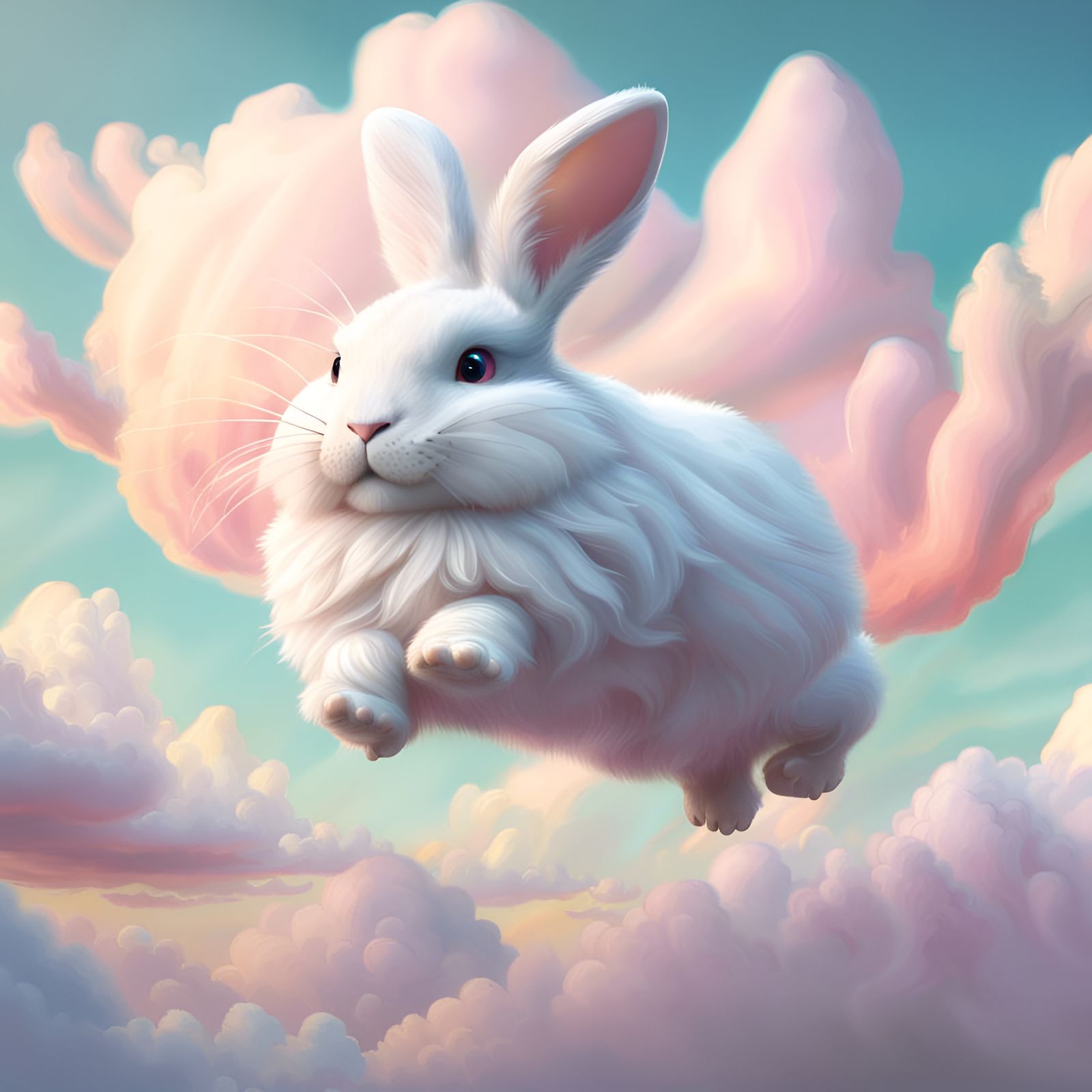 Cloud Bunny Hopping in Pastel Sky