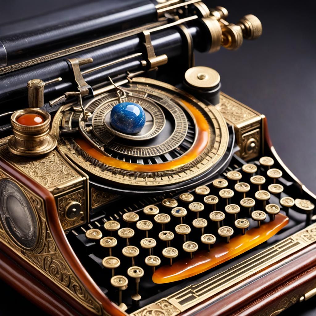 Vintage Typewriter with Damask Fractals and Ormolu Details