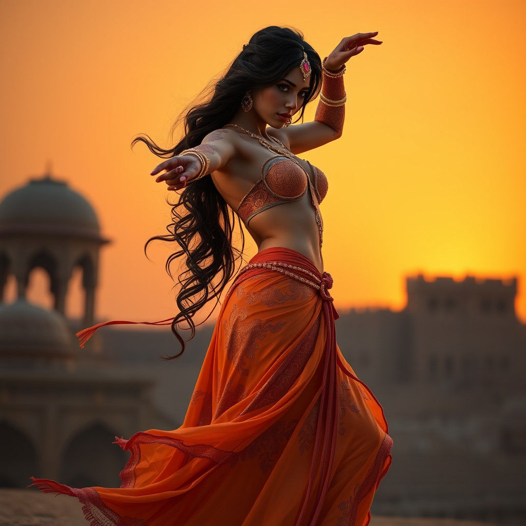 Exotic Dancer in Middle Eastern Sunset