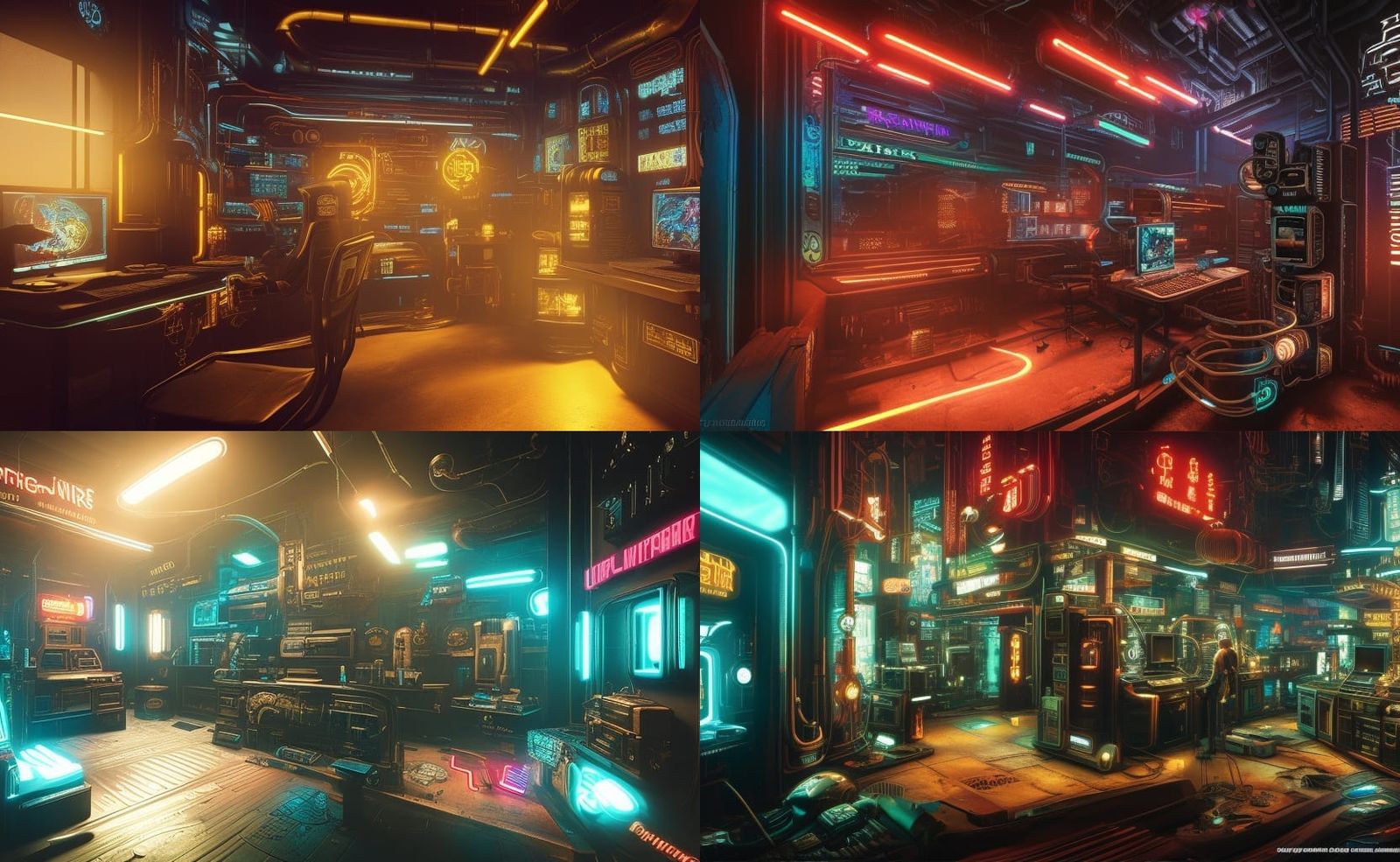 Steampunk Computer Area in Cyberpunk 2099 Style