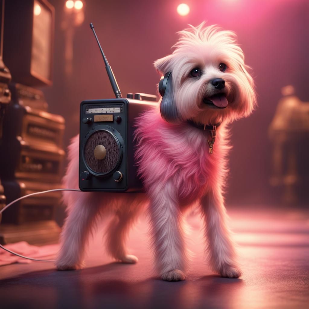 Dog Ballerina with Radio: Fantasy Concept Art