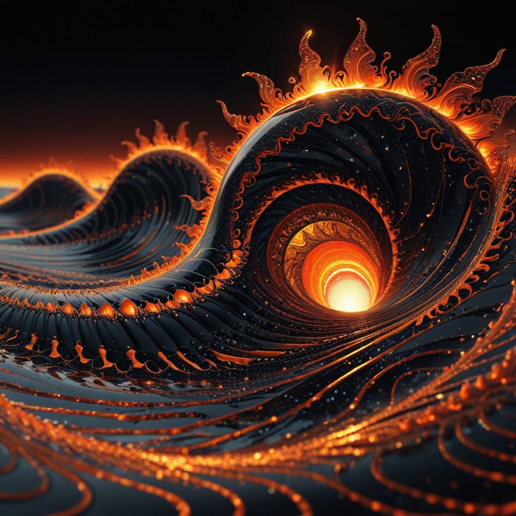 Cosmic Sunset Vortex in Vibrant, Swirling Patterns