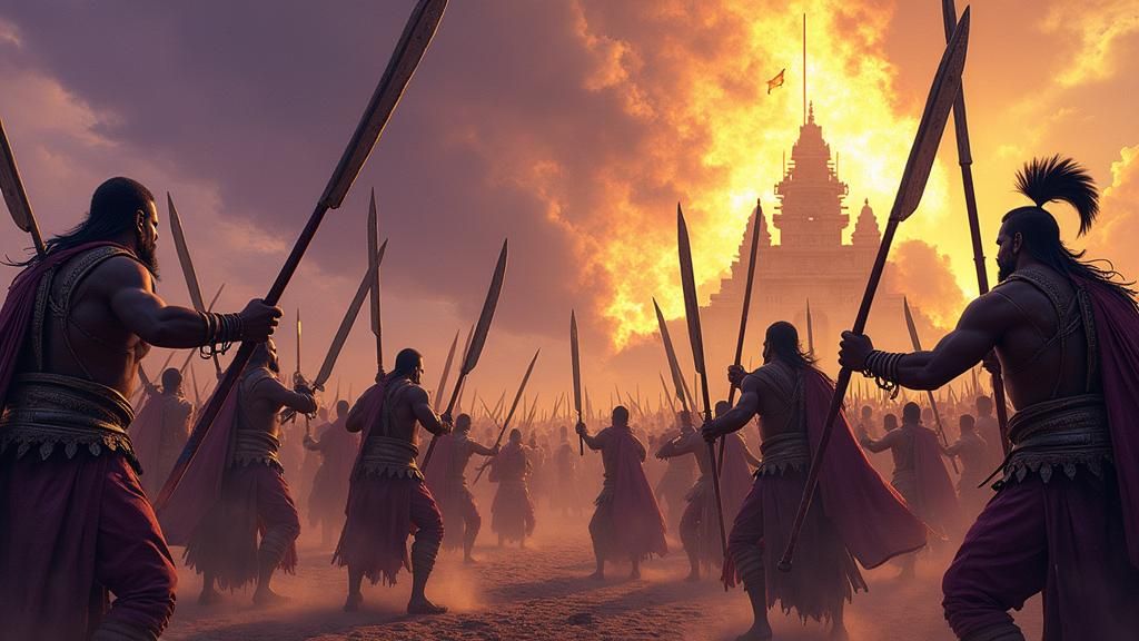 Tamil Warriors Protest in Dark Fantasy Style