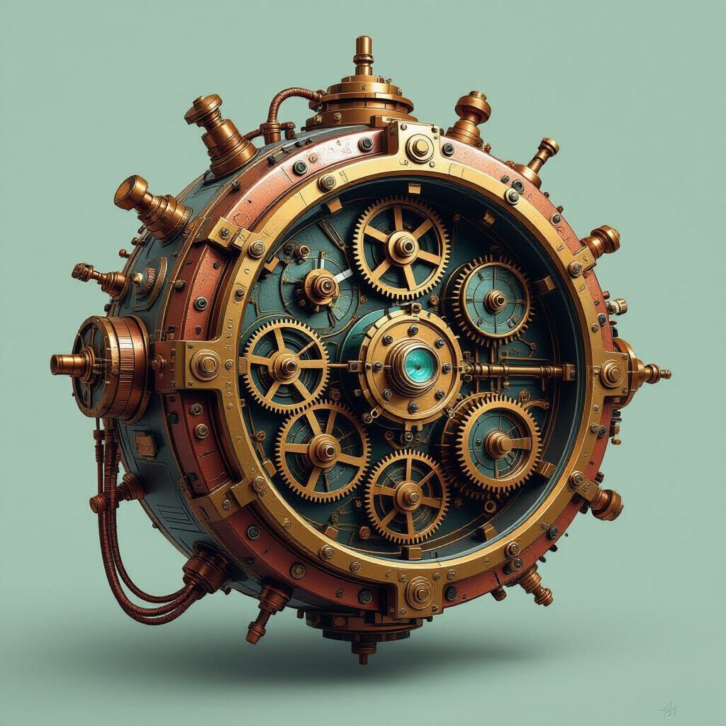 Steampunk Device with Intricate Mechanical Details