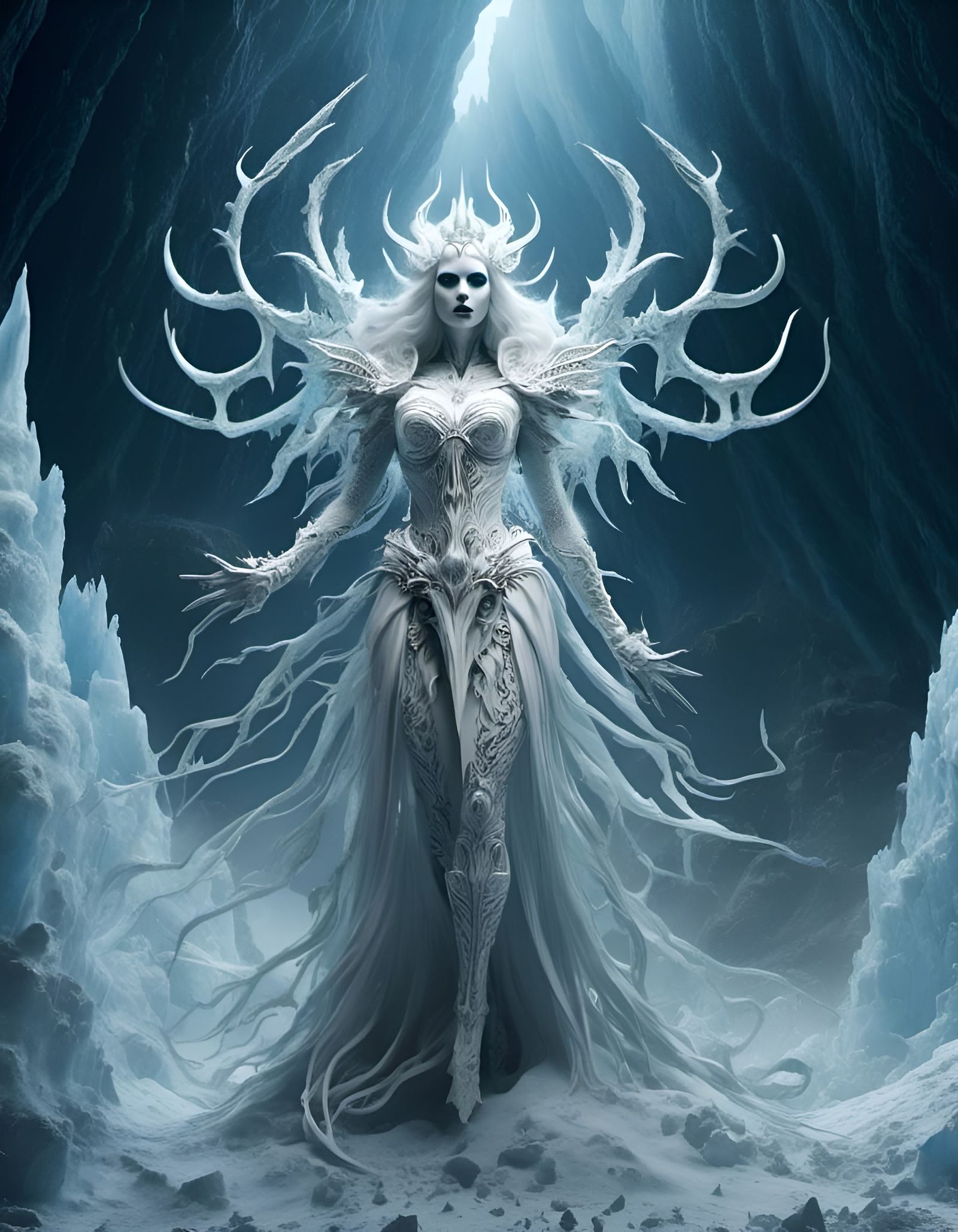 Ethereal Banshee Portrait in Ice Cave