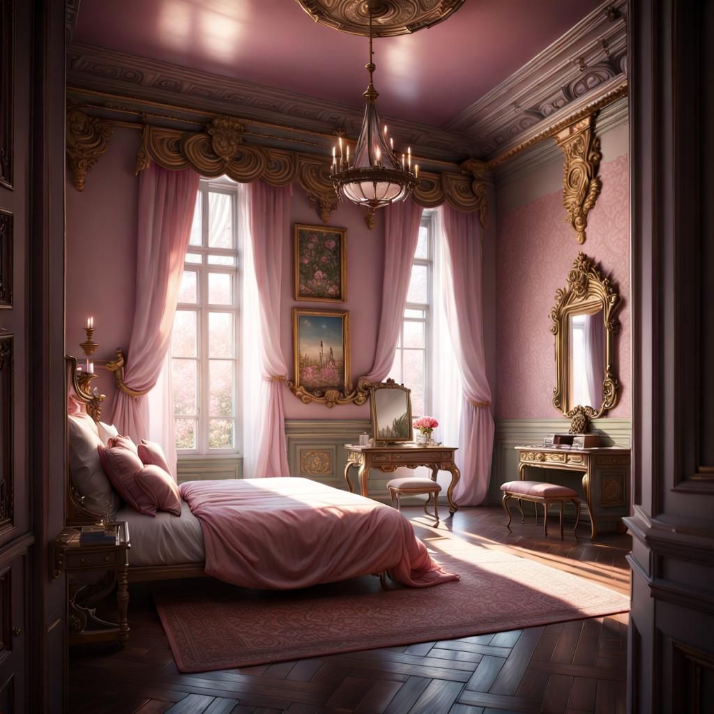 Opulent Royal Bedroom in Dark Fantasy Style