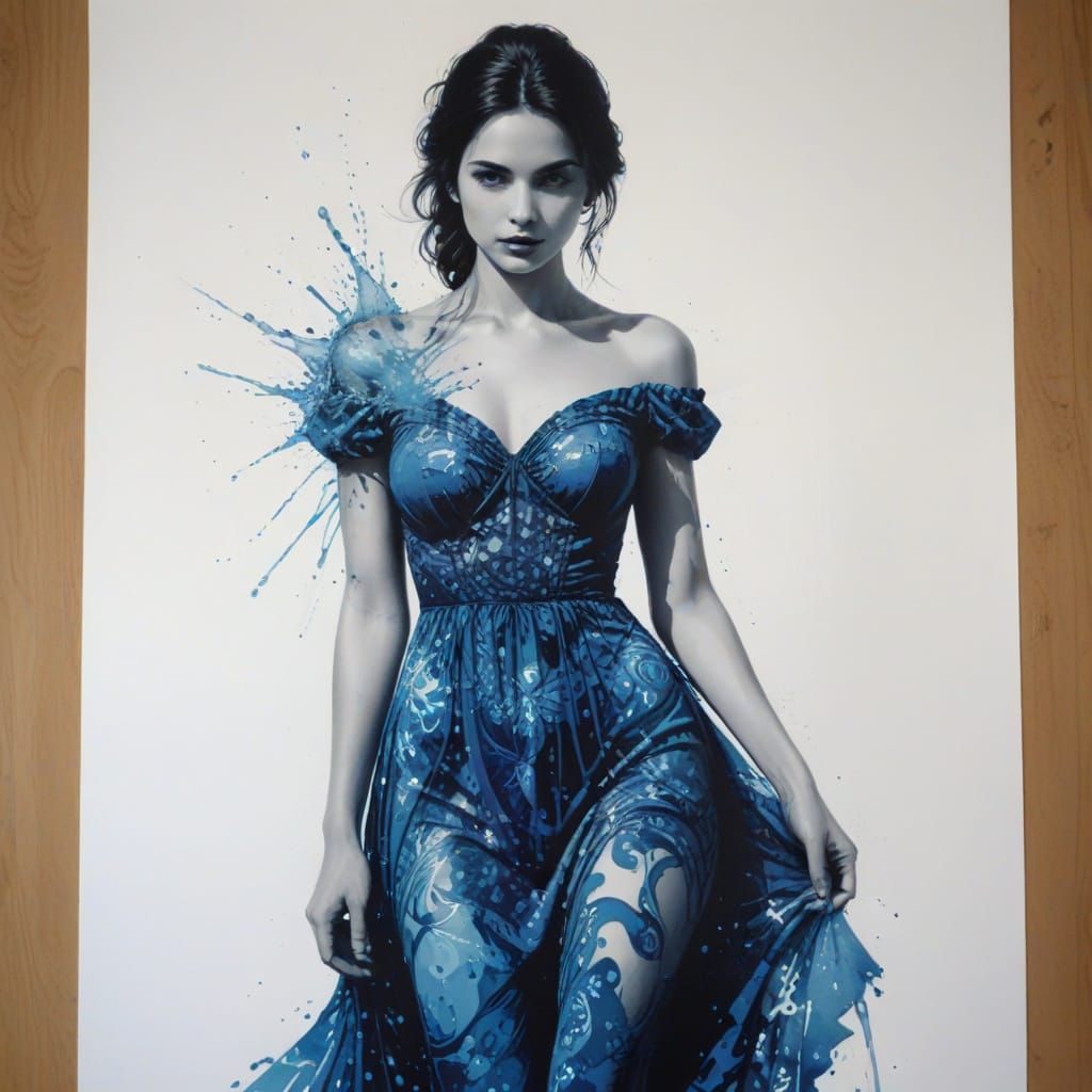 Ethereal Mermaid in Watery Gown