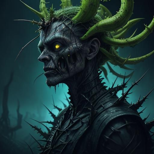 Aggressive Biopunk Plant in Neon-Lit Close-Up