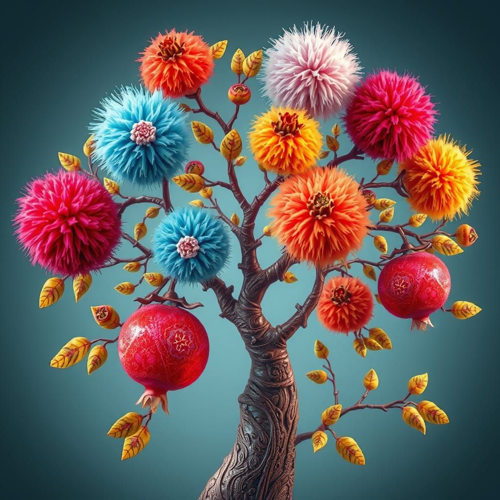 Pom Pom Pomegranate Tree with Fractal Details