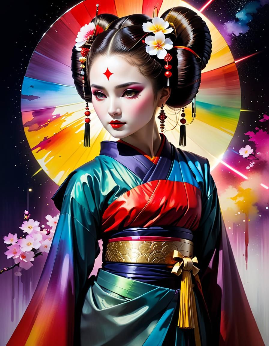 Geisha Padmé Amidala: A Star Wars Alcohol Ink Portrait