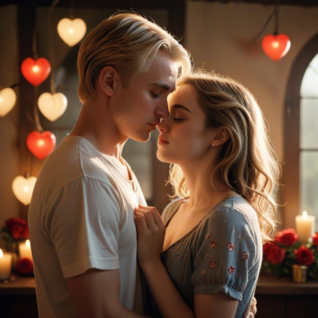 Romantic Close-Up Portrait of Draco Malfoy and Hermione Gran...