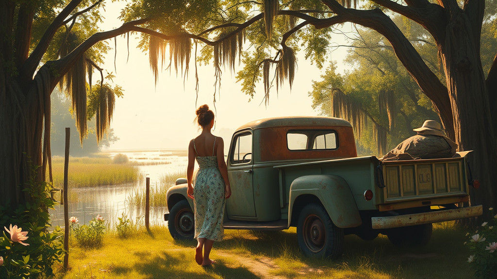 Louisiana Bayou Scene During the Great Depression