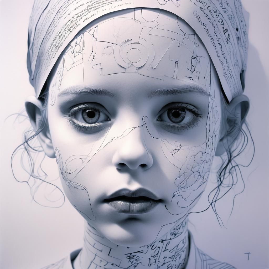 Ethereal Ghostwriter Portrait with Zentangle Details