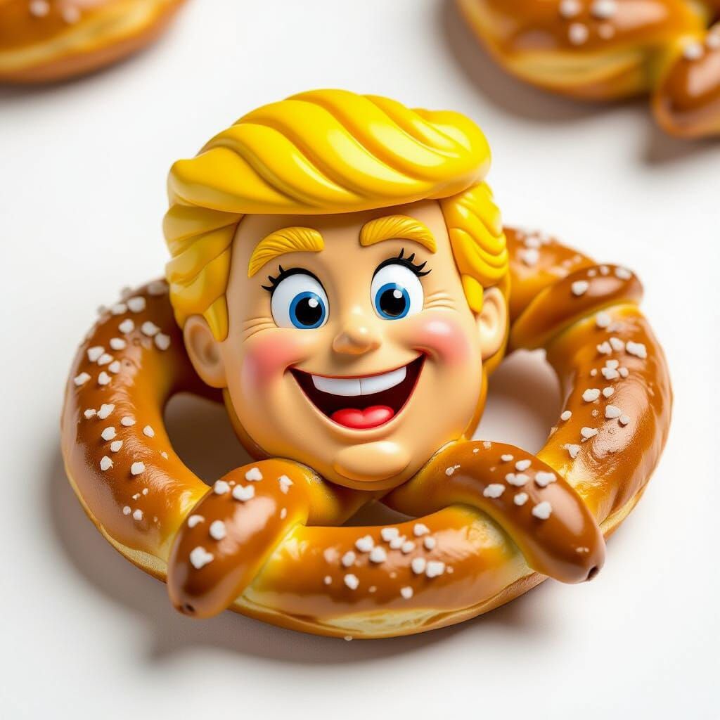Cartoon Trump Pretzel Snack Illustration