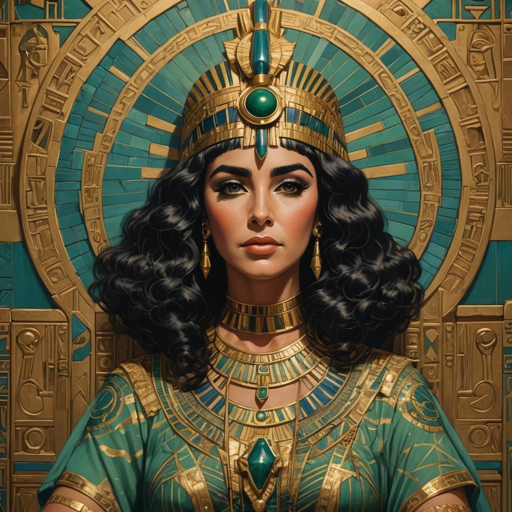 Elizabeth Taylor as Cleopatra in Egyptian Art Nouveau